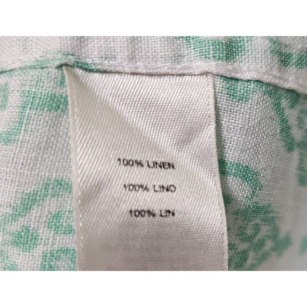 CHICO'S 3 Women XL Linen Tunic Blouse Button Up Teal White Medallion Coastal 44" - Picture 8 of 8